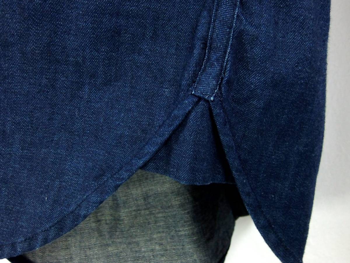 ■LEVI'S リーバイス MADE & CRAFTED メイド&クラフテッド / メンズ / インディゴ 濃紺 スリムフィット ボタンダウン デニムシャツ size 1_画像9