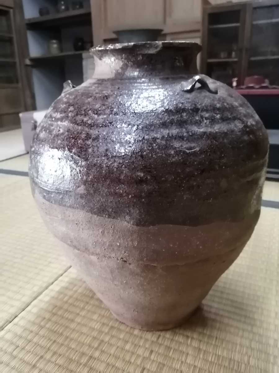 在庫一掃最安挑戦 ○日本正規品○ 丹波前四耳自然灰釉壺 江戸時代 高さ