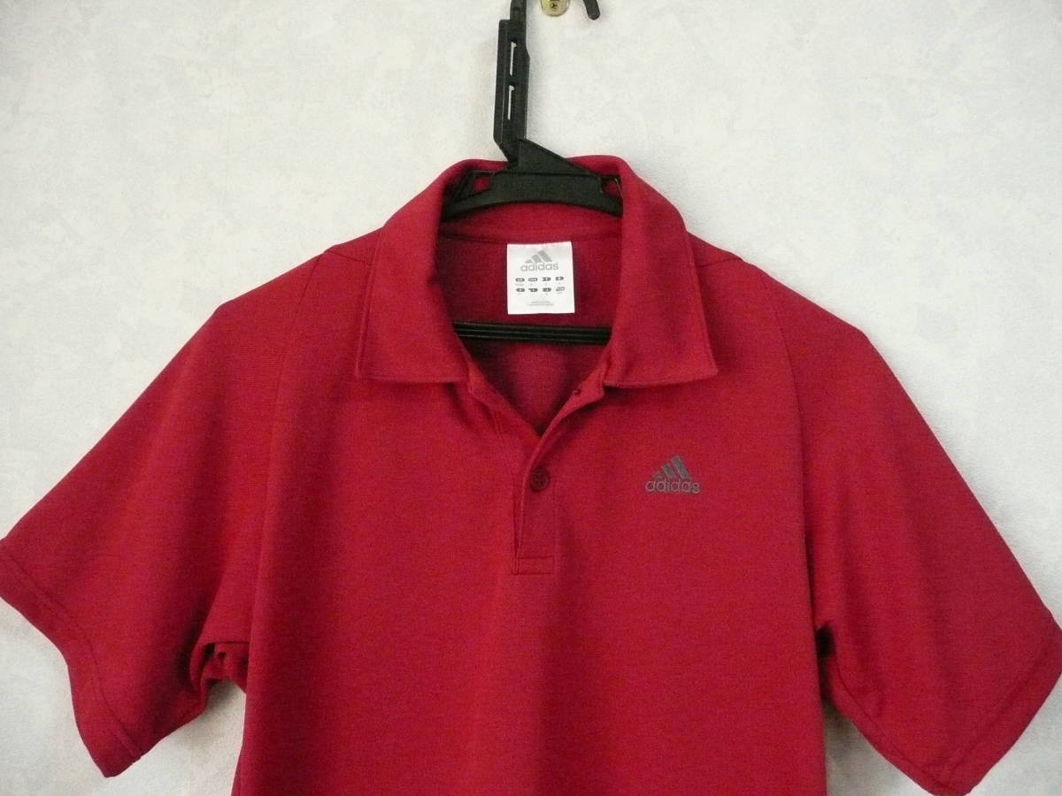 adidas アディダス 良美 メンズ半袖ポロシャツ/スポーツシャツ RED Mサイズ 身長165-170cm 伸縮/通気 テニス ゴルフ ランニング