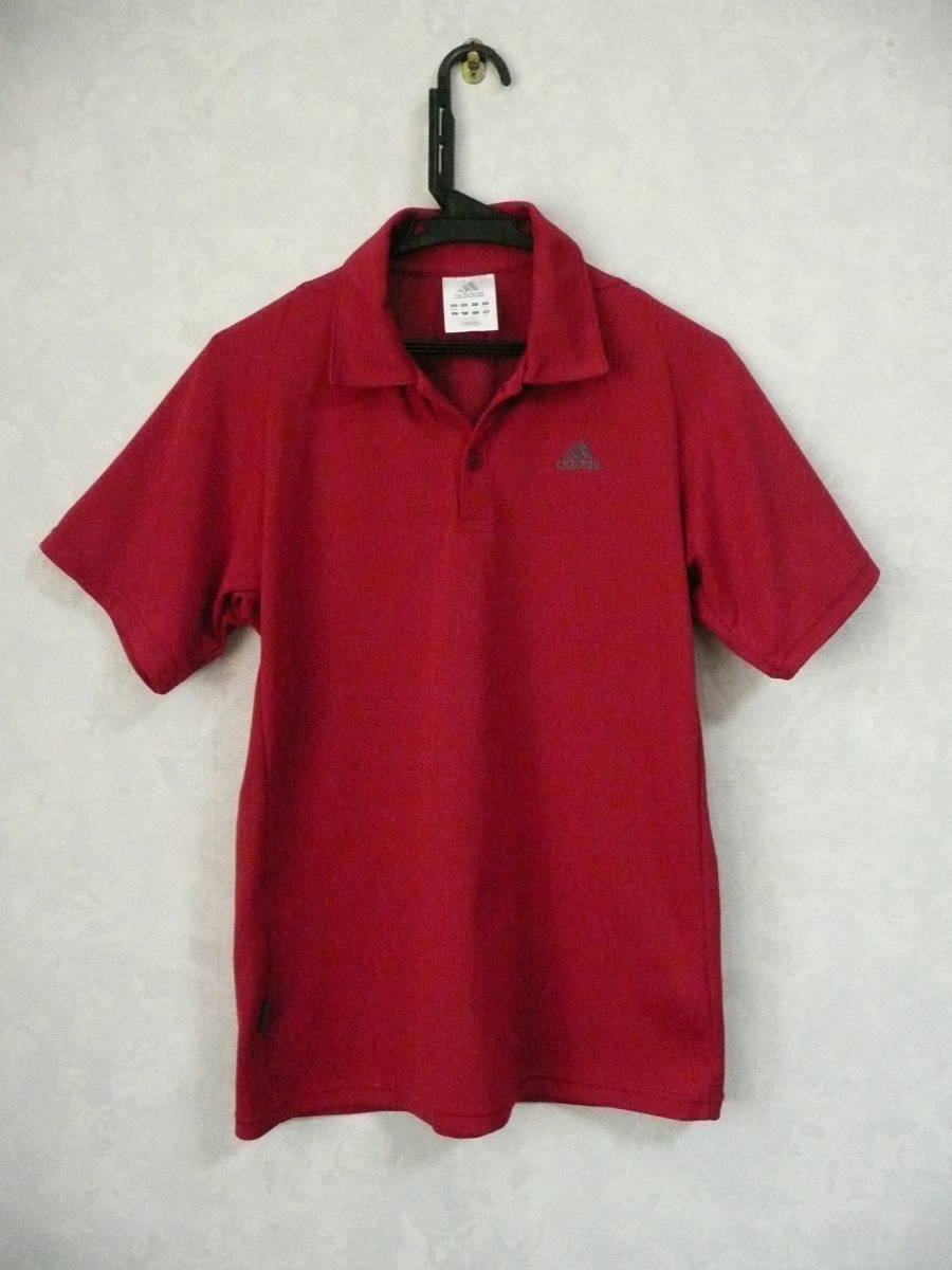 adidas アディダス 良美 メンズ半袖ポロシャツ/スポーツシャツ RED Mサイズ 身長165-170cm 伸縮/通気 テニス ゴルフ ランニング