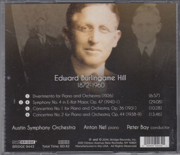 [CD/Bridge]E.B.ヒル(1872-1960):交響曲第4番他/ピーター・ベイ&オースティン交響楽団_画像2