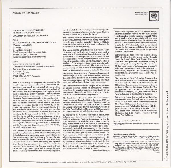 [CD/Sony]ストラヴィンスキー:ピアノと管弦楽のための協奏曲他/P.アントルモン(p)&I.ストラヴィンスキー&コロンビア交響楽団 1964.5_画像2