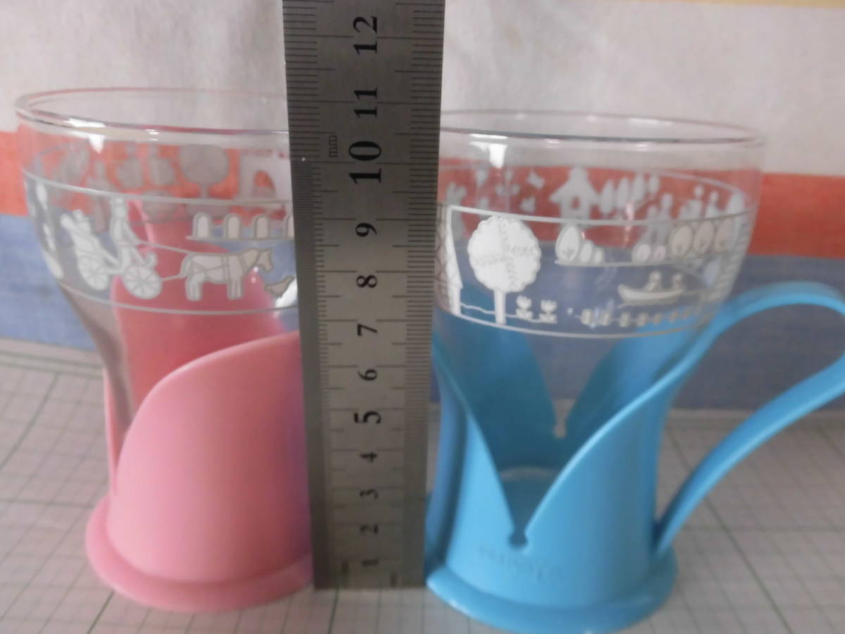 * prompt decision! free shipping *3 point together * Sunday glass *PLUSSY/ pra si-/ keep hand attaching glass / glass made glass /takeda food / Showa Retro fancy 