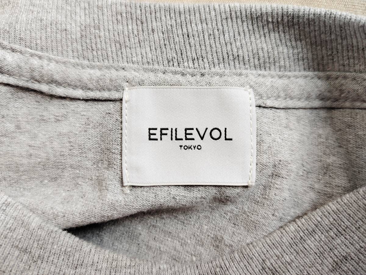 EFILEVOL エフィレボル モザイクモナリザ プリント コットン 長袖 Tシャツ カットソー グレー 杢調 レディース ●7_画像6