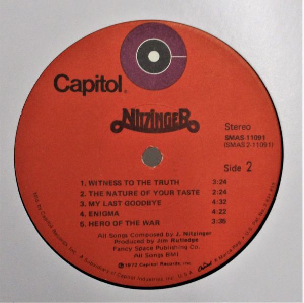 Hard Rock 名盤 彡 Nitzinger 1st [ US ORIG '72 Capitol Records SMAS-11091 ]Textured, leather-feel gatefold cover._画像4