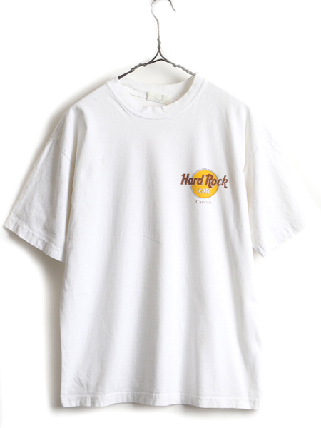 90's ■ ハードロックカフェ Cancun 両面 プリント 半袖 Tシャツ ( メンズ レディース L ) 古着 ロゴTシャツ Hard Rock CAFE 白T 90年代_画像5