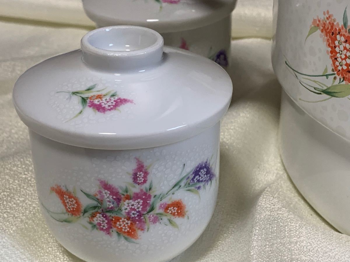 昭和レトロ ホーロー 蒸し器 茶碗蒸し 5客セット 花柄 フラワー 昭和レトロ ホーロー 蒸し器 茶碗蒸し 5客セット 花柄 フラワー