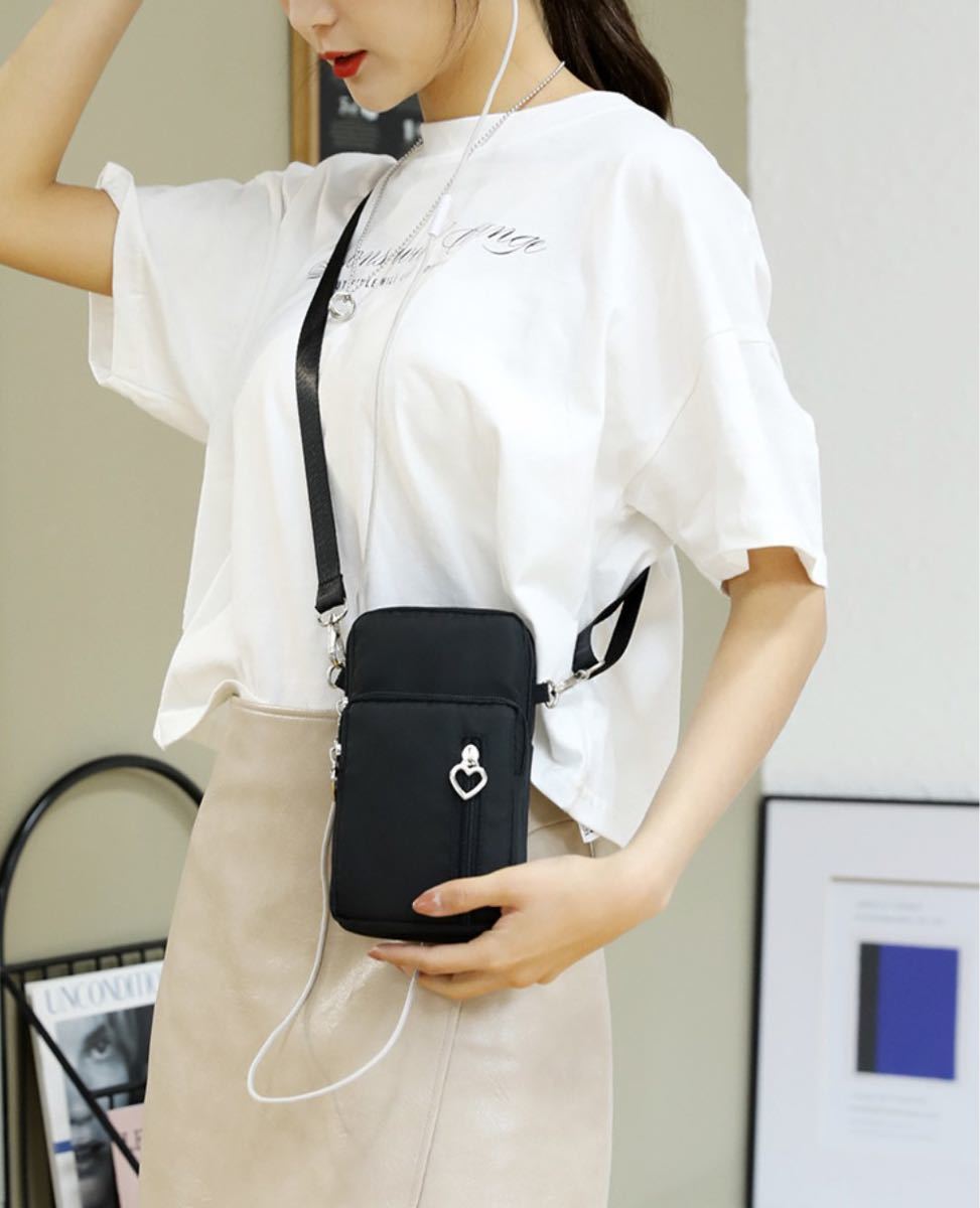 新品 多機能 ミニショルダーバッグ スマホポーチ 韓国 黒 鞄 ミニバッグ  斜め掛け ボディバッグ 
