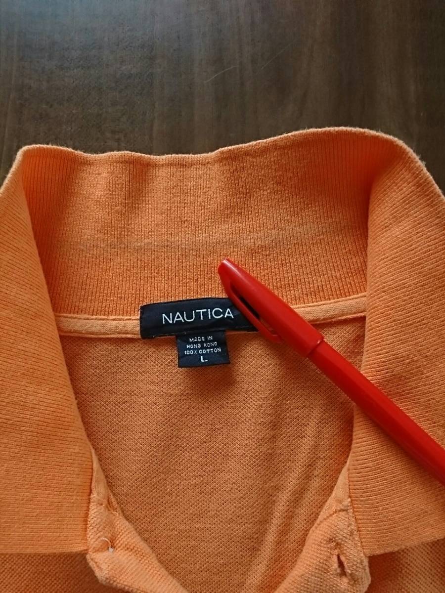 NAUTICA【 US古着ノーティカ 大きいsize 】 半袖ポロシャツ colorオレンジ 　L　コットン　522-4G0105_画像6