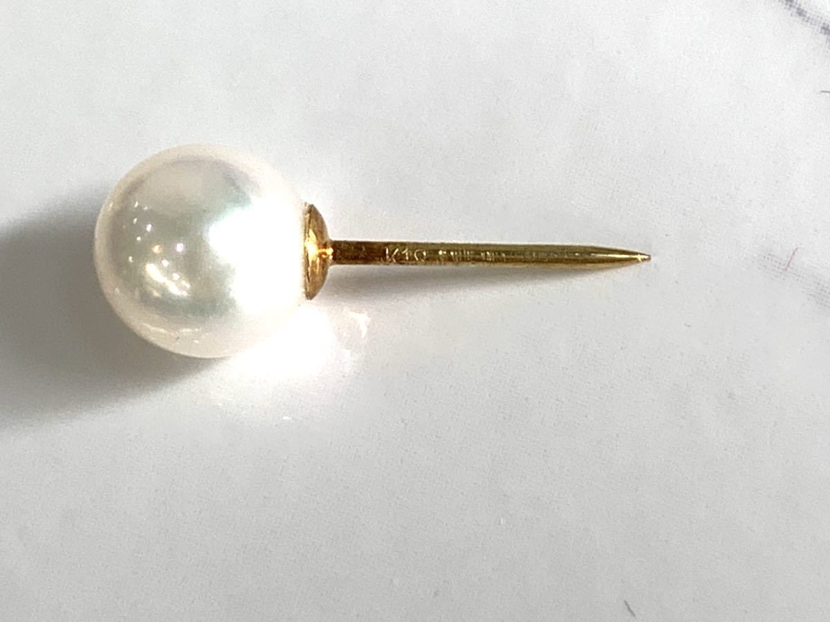  beautiful goods ^ Akoya pearl tiepin necktie pin pearl Gold USA k18 control 2107