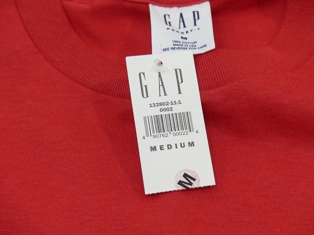  редкость DEAD STOCK неиспользуемый товар USA производства 90s Vintage GAP Old Gap одноцветный solid простой карман футболка pokeT L ранг 80s