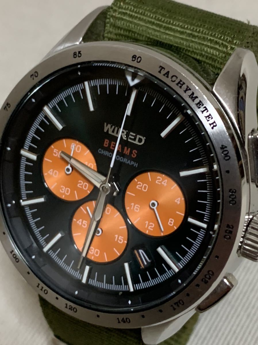 WIRED×BEAMS　ワイアード　ビームス　コラボ　クロノグラフ　クオーツ　時計　腕時計　VK63-K009