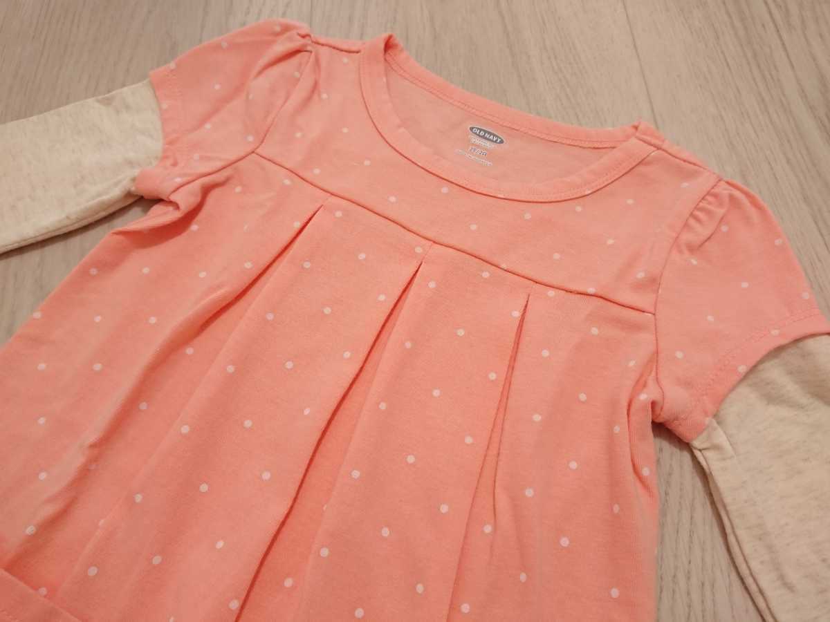 新品★オールドネイビー★重ね着ワンピース★2T/90/95/100babygap/チュニックワンピース/長袖ワンピース/水玉/カットソー_画像3