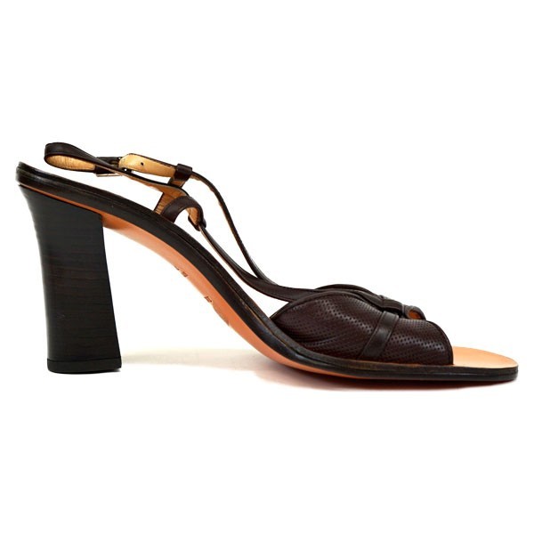  не использовался товар Bally ремешок сандалии коричневый n ключ каблук US7 Италия производства женщина обувь женский популярный бренд обувь б/у 
