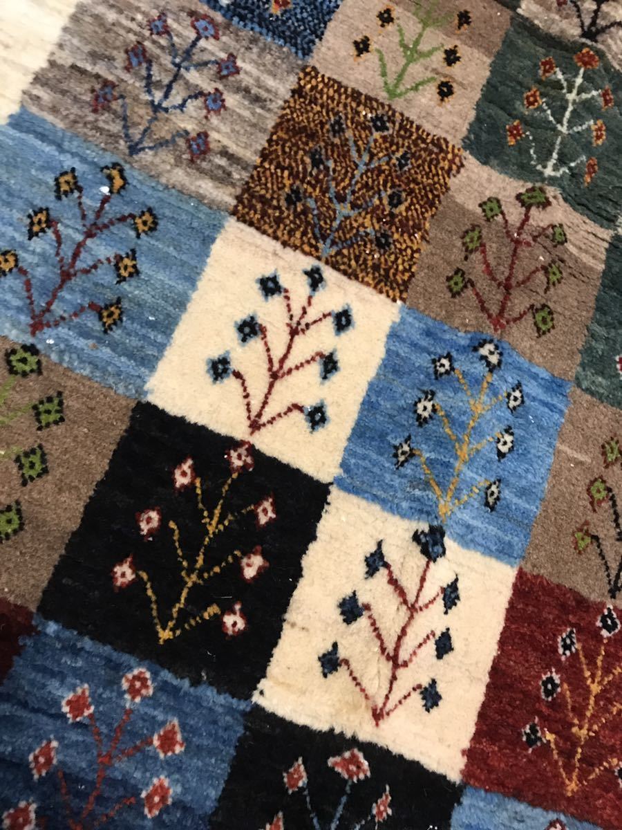 代引き人気 ペルシャギャッベ手織り 120㎝×90㎝ ペルシャ絨毯 イラン製 