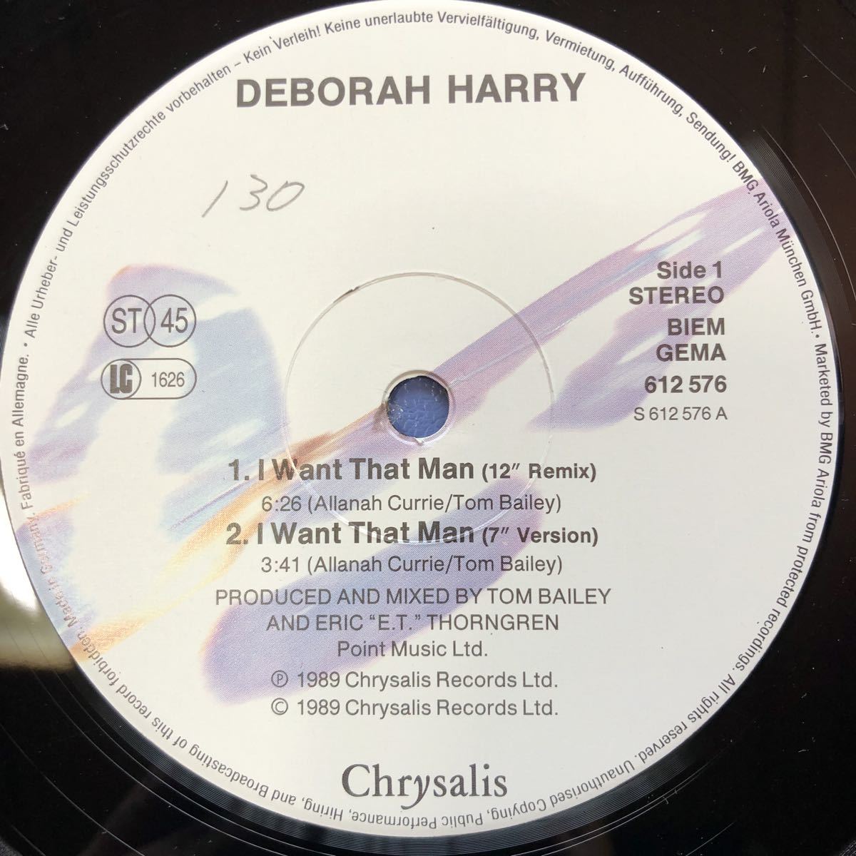L 12インチ デボラ・ハリー Deborah Harry I Want That Man / Bike Boy レコード 5点以上落札で送料無料_画像3