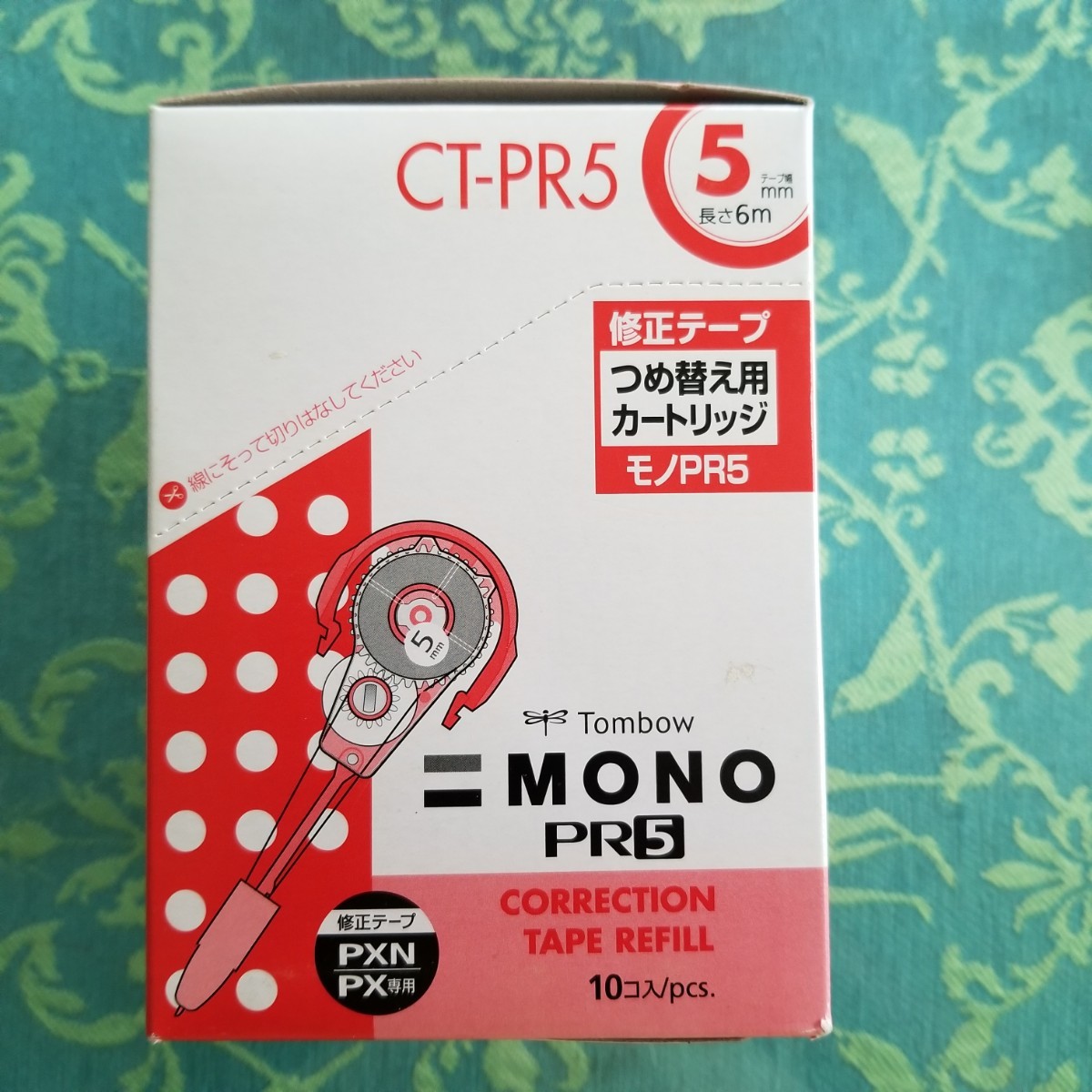 トンボ 修正テープ モノPXN用 カートリッジPR5 5mm幅（レッド） CT-PR5