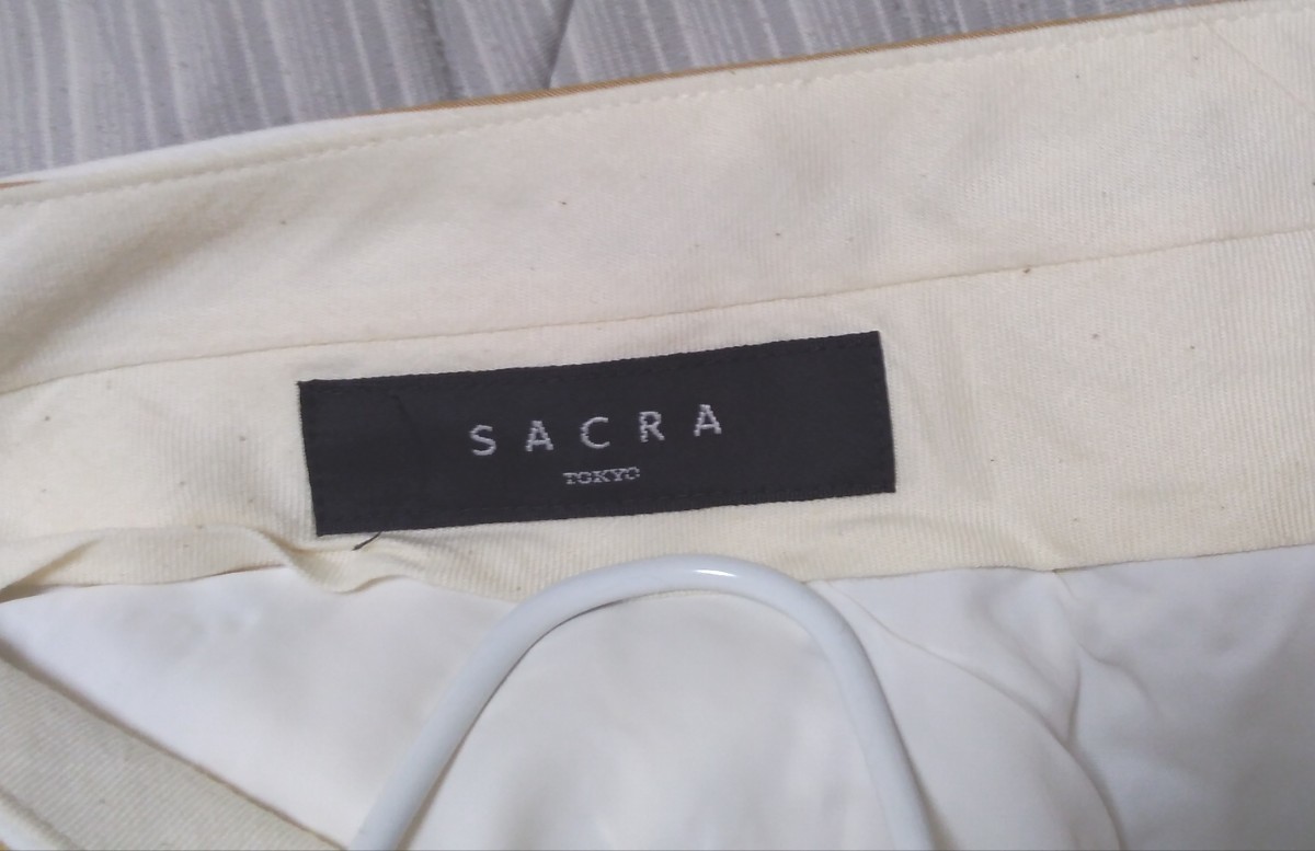 SACRA サクラ ストライプ パンツ ベージュ 日本製 美品 クロップドパンツ