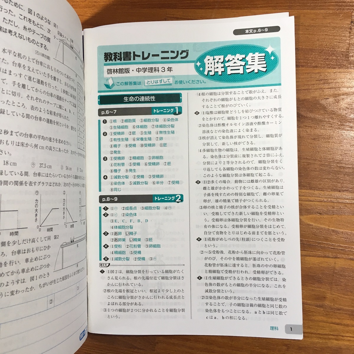 【送料無料】中学教科書トレーニング 理科3年 啓林館版 トレーニングBOOK/暗記カード/まとめシート/予想問題/チャレンジ/解答集 新興出版社_画像9