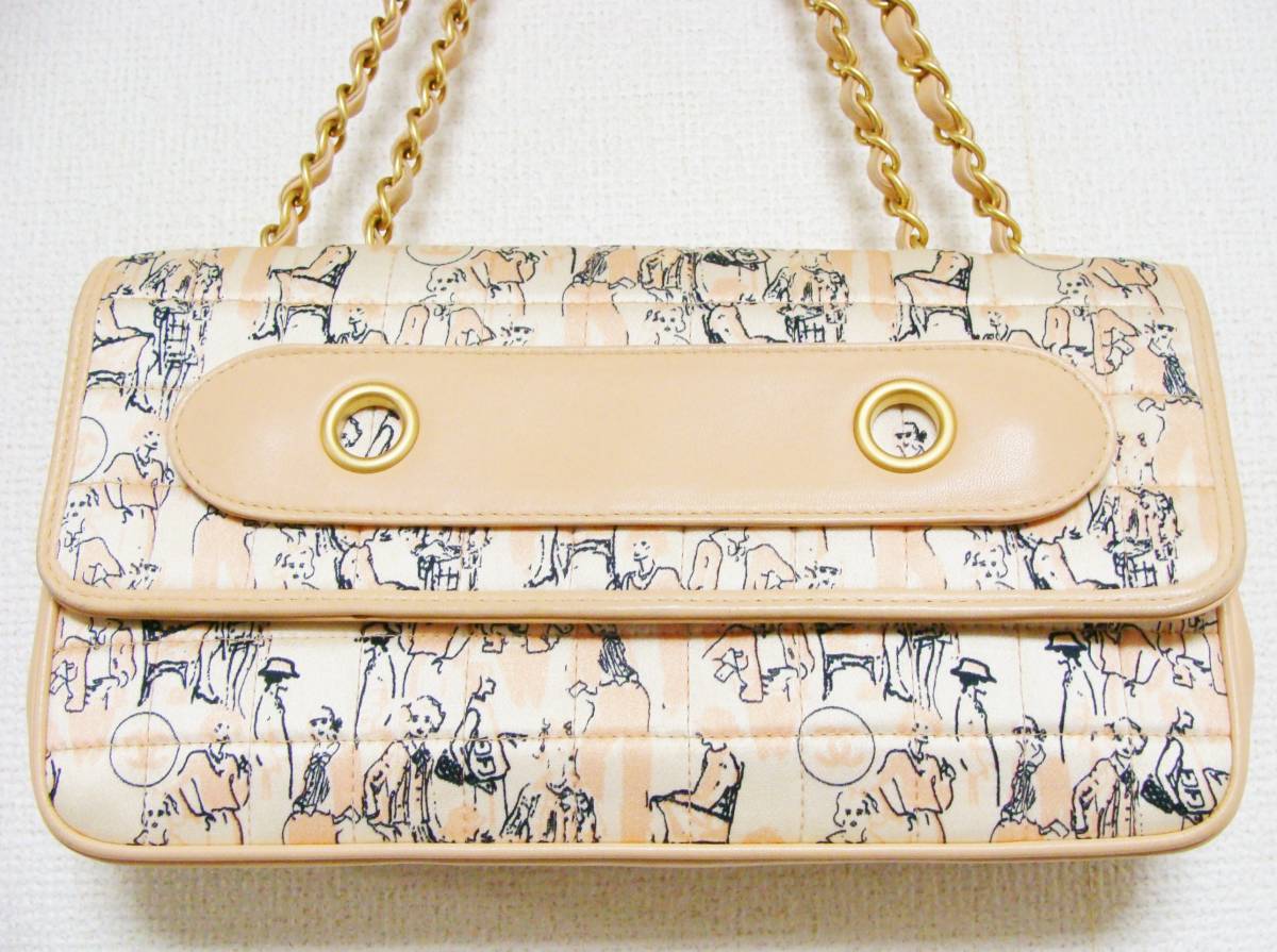 1着でも送料無料 CHANEL シャネル W ダブル チェーン サテン レザー
