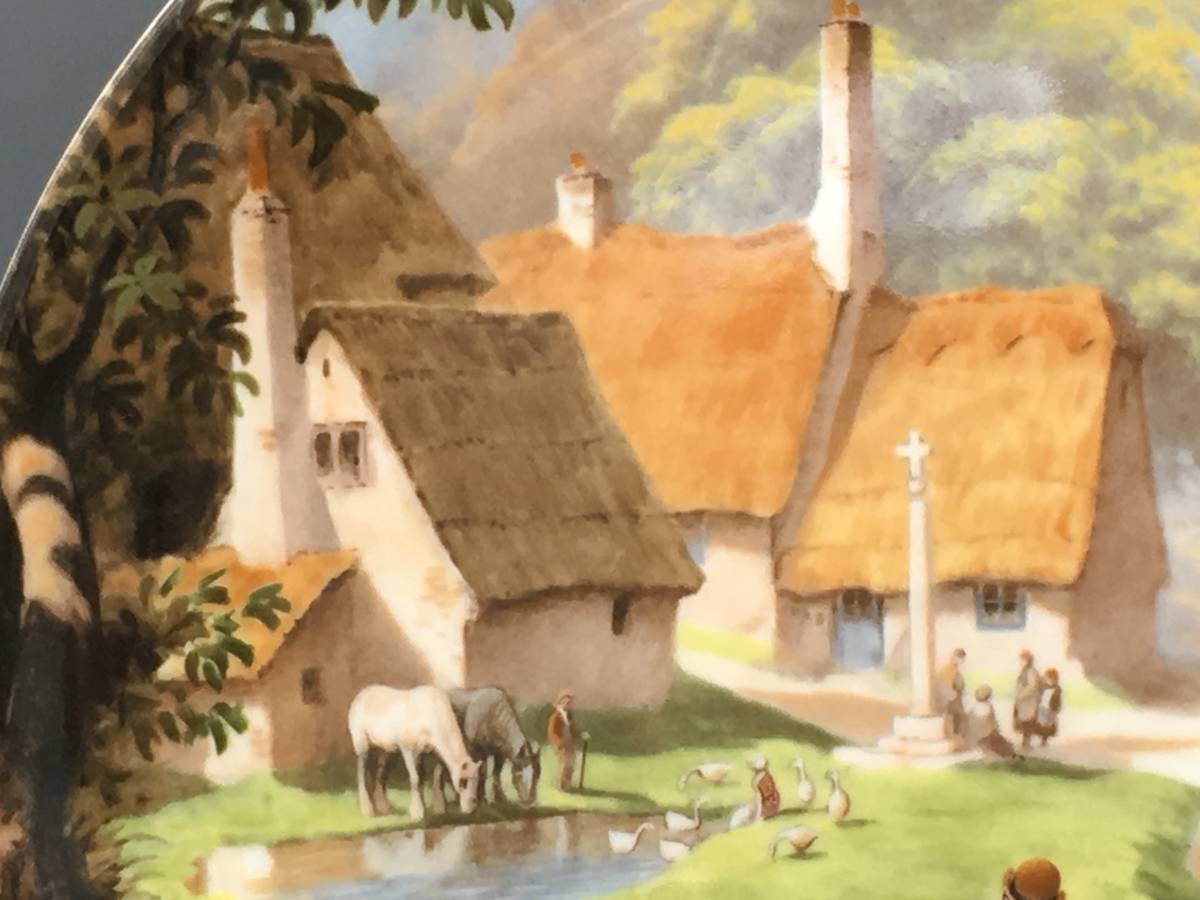 英国 コールポート The Village Green イギリス 家 風景 猫 ロバ 馬 飾り皿 絵皿 皿 ⑰ ウェッジウッド に統合_画像5