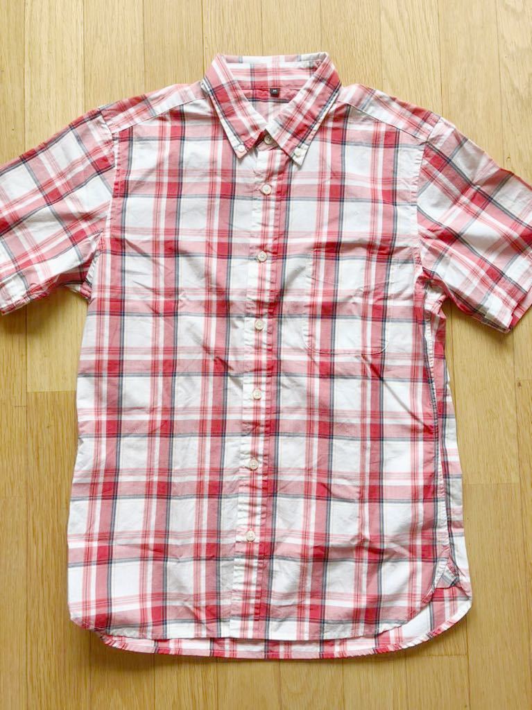 極美品 無印良品 MUJI コットン マドラスチェックシャツ サイズM 半袖シャツ 良品計画の画像2