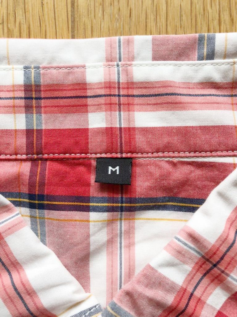 極美品 無印良品 MUJI コットン マドラスチェックシャツ サイズM 半袖シャツ 良品計画の画像4