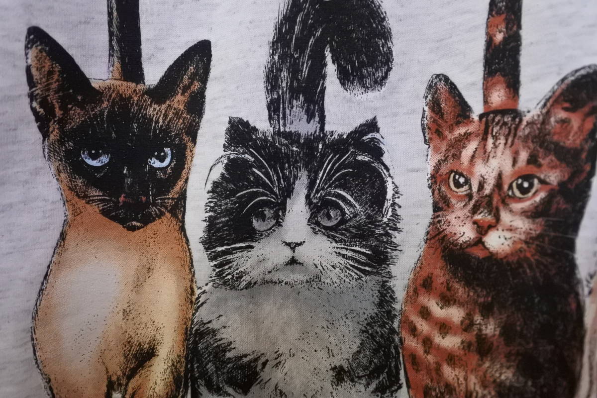 90's PRINTS OF TAILS CATS ONEITA Tee size S 猫 ネコ キャット Tシャツ 未使用 デッドストック_画像3