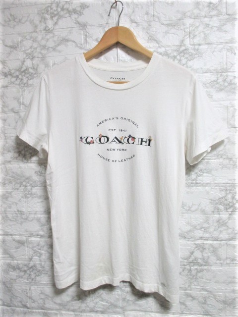 ☆COACH コーチ ブランド ロゴ デザイン Tシャツ 半袖/メンズ/S☆ホワイト