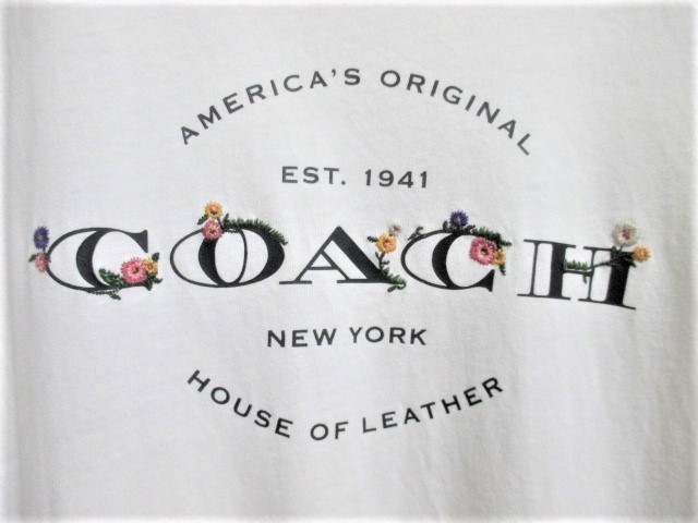 ☆COACH コーチ ブランド ロゴ デザイン Tシャツ 半袖/メンズ/S☆ホワイト