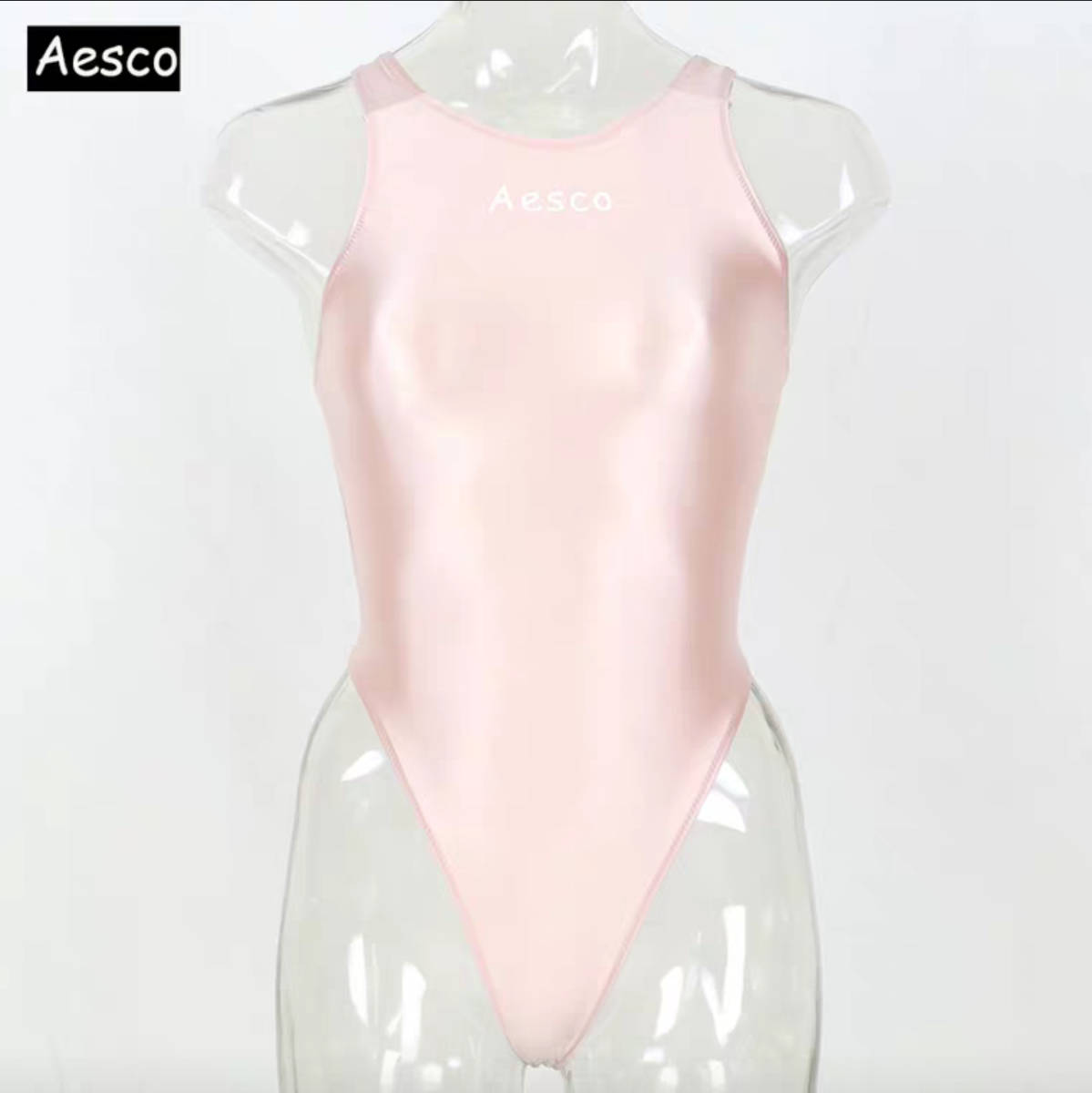 * postage included *JG-5 XL size nude pink Aesco super lustre .... cosplay high leg T-back Leotard school swimsuit race queen 