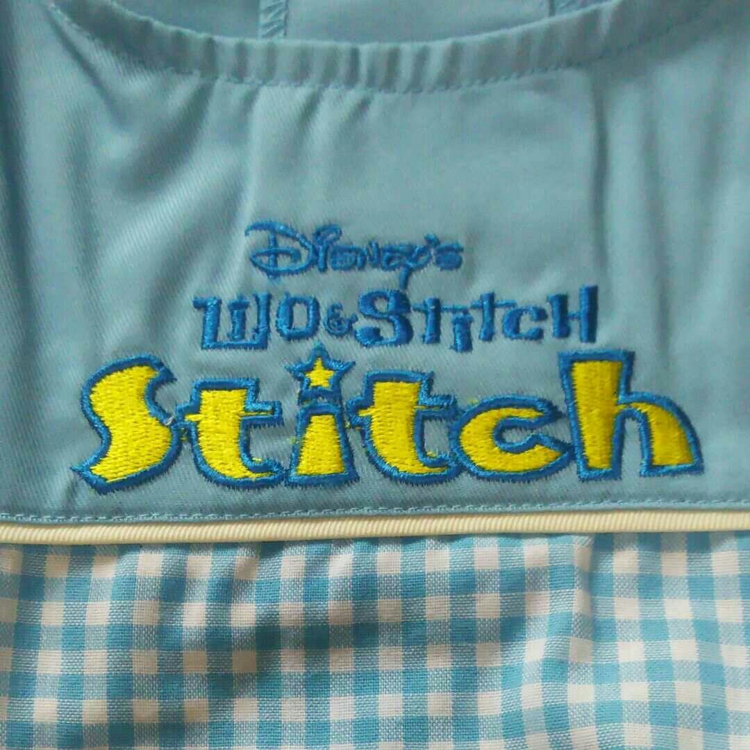 エプロン スティッチ stitch 水色 チェック タグ付き 新品 ディズニー Disney  保育士 幼稚園