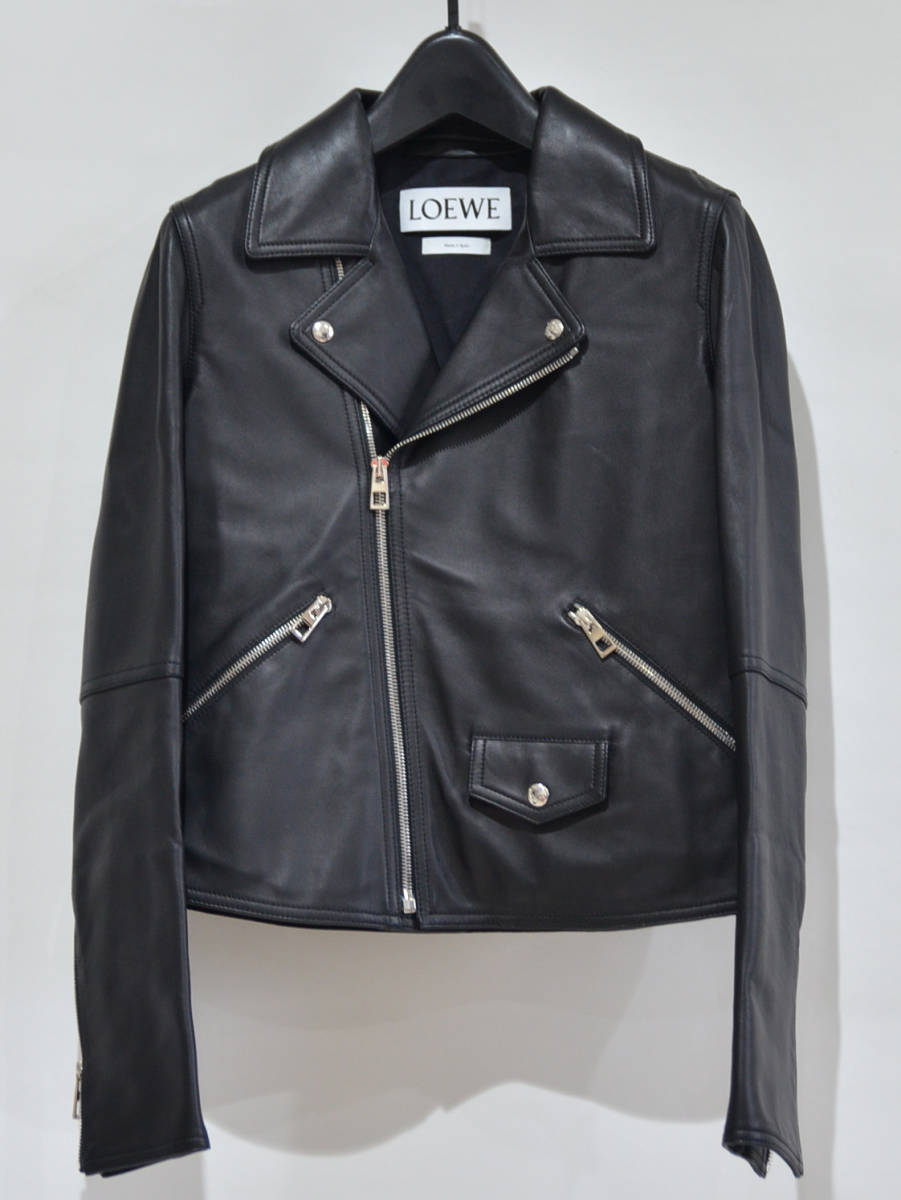 保証書付】 LOEWE ロエベ ラム 羊革 レザー ライダース ジャケット ...