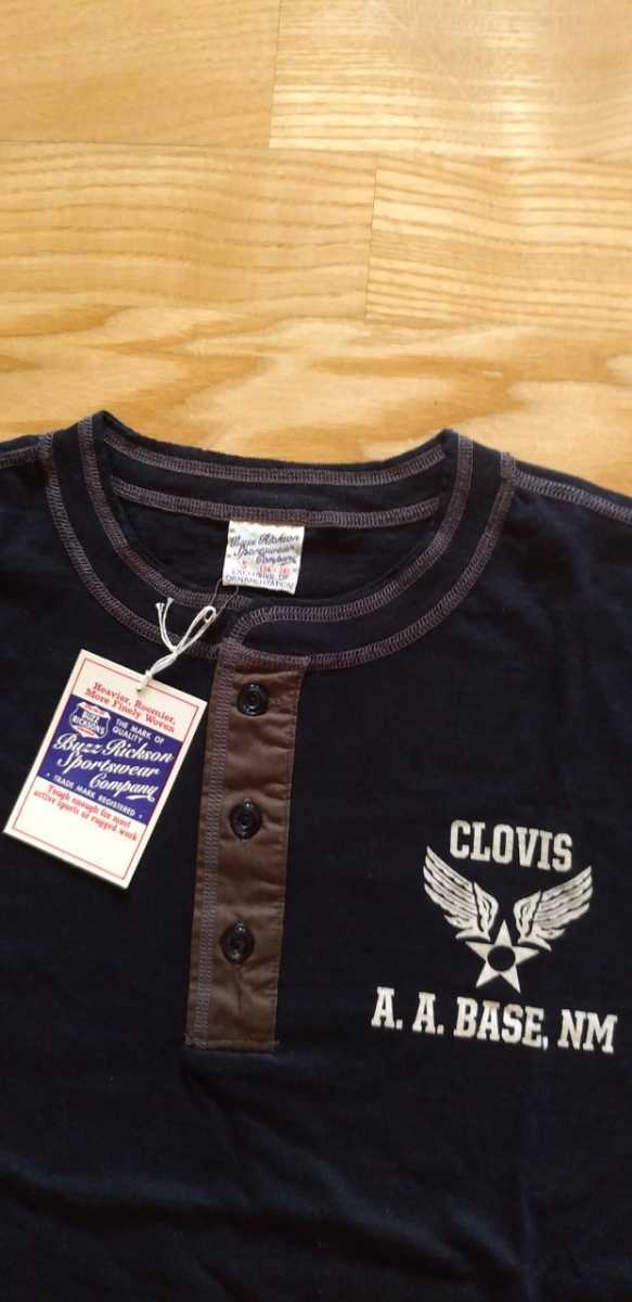 SALE! 送料込★東洋 BuzzRickson′s バズリクソンズ　BR77268 半袖ヘンリーネックTシャツ　CLOVIS A.A.BASE.NM ブラック　S