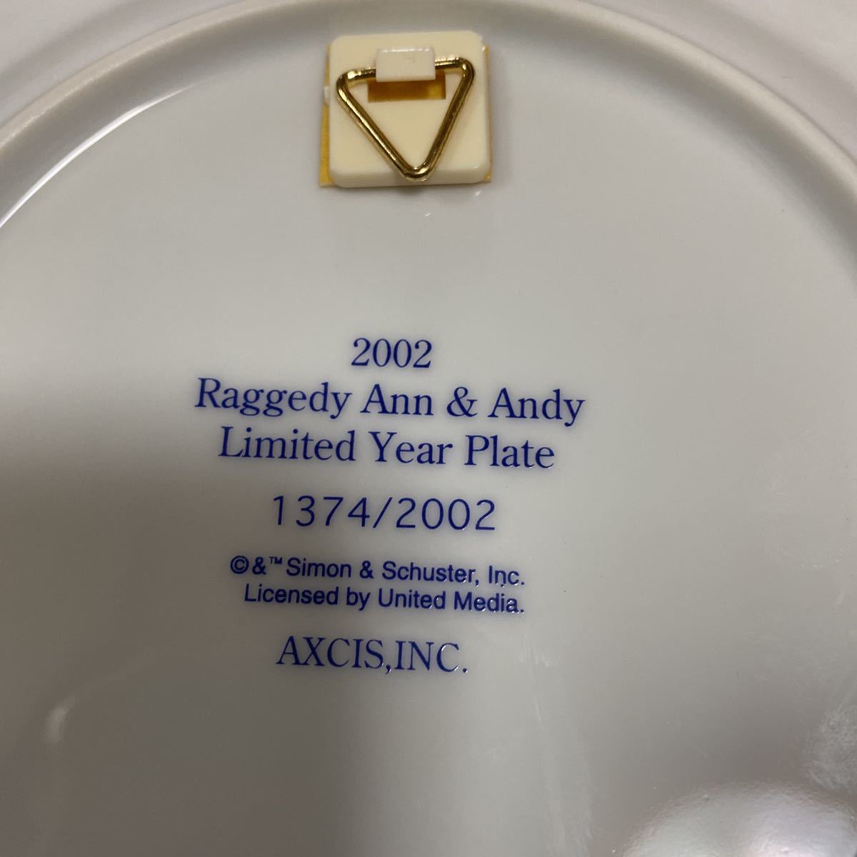 ラガディ・アン＆アンディー raggedy ann&andy イヤープレート 2002 カントリー インテリア 皿 磁器の画像3