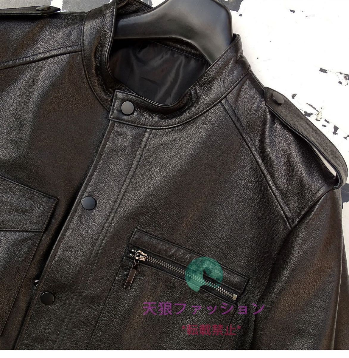 ●高品質 シングルライダース ライダースジャケット カウハイド 牛革 革ジャン 本革 レザージャケット メンズファッション S～3XL_画像4
