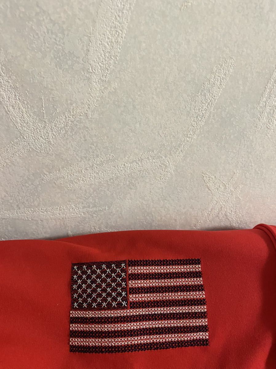 美品 CUTTER&BUCK ポロシャツ サイズL メンズ カッター&バッグ アメリカ合衆国の国旗 刺繍 ゴルフ GOLF_画像3