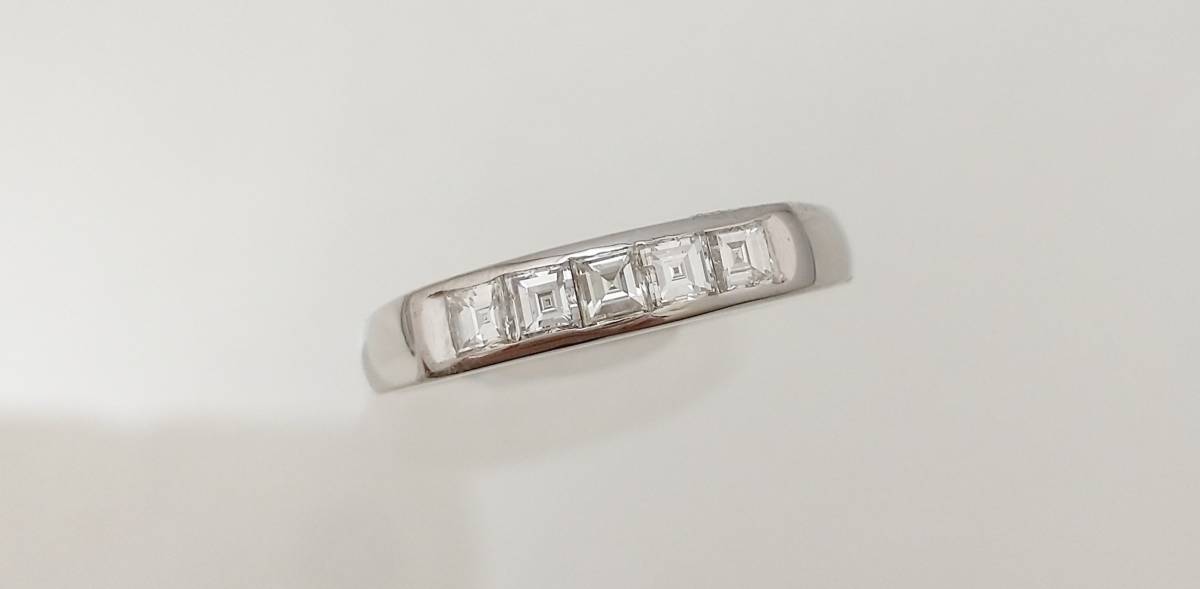 Pt900 ＃15.5 カレイ ダイヤ0.50ct 一文字 リング 店舗受取可_画像2