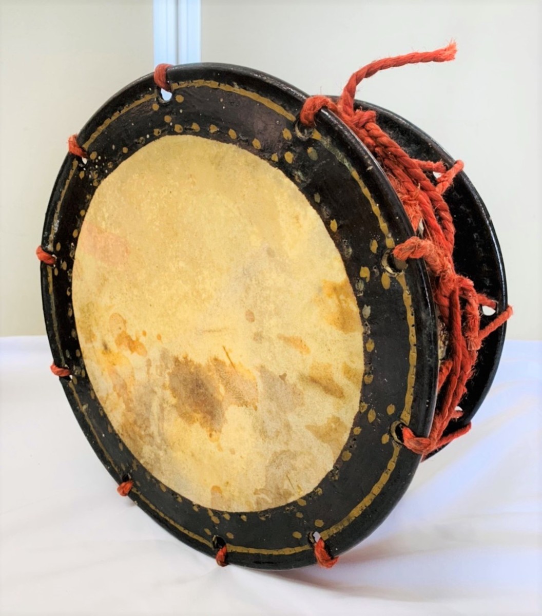 時代物 締め太鼓 蒔絵太鼓 太鼓 和楽器 打楽器 鼓台 木箱 祭 能楽 雅楽