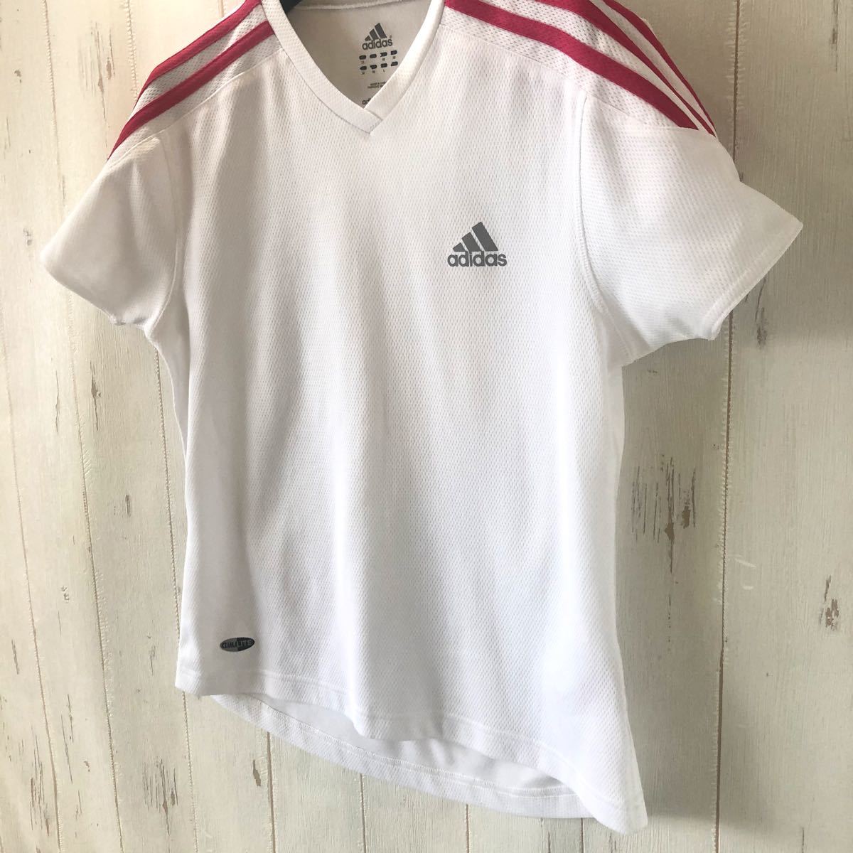 adidas    半袖トップス　 半袖Tシャツ CLIMALITE Lサイズ　白　トレーニングウェア　スポーツウェア　