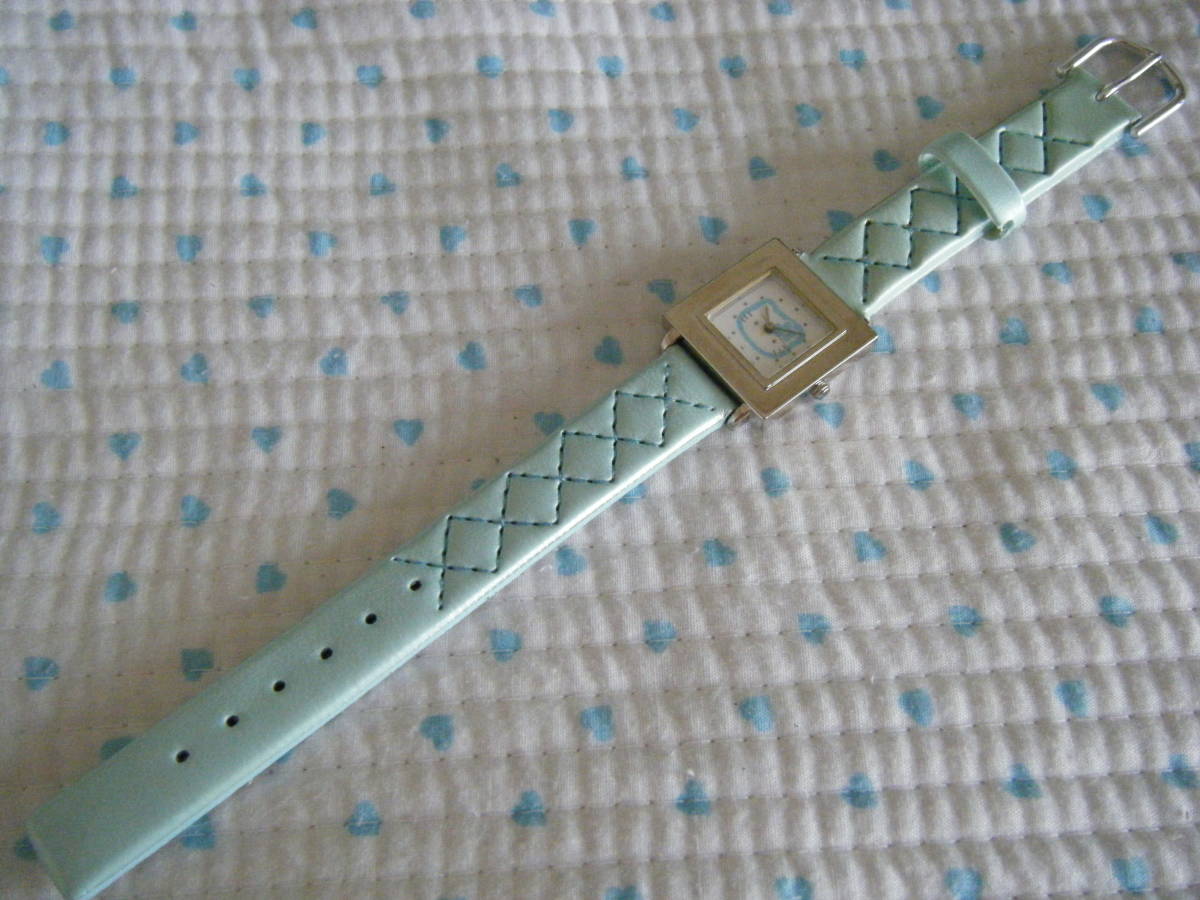 ハローキティ HELLOKITTY 女の子用腕時計 ３針クオーツ式 本体:ステンレス製 ベルト:合成皮革製・パステルミント色の画像6