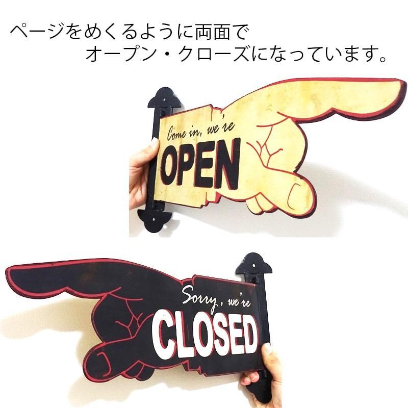  signboard antique open Crows plate hand autograph OPEN&CLOSE both sides pretty decoration Vintage store . shop Cafe american miscellaneous goods 