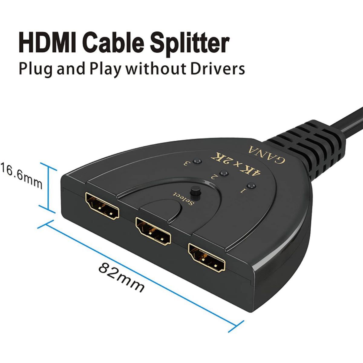 HDMI切替器 GANA 4Kx2K HDMI分配器 3入力1 3in1out