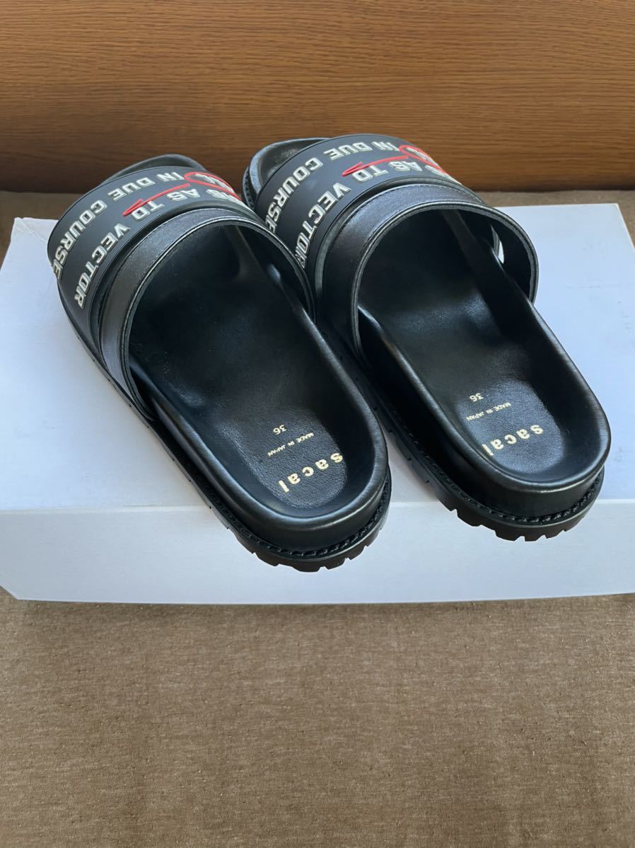 36新品66%off sacai サカイ レディース ロゴ フラット サンダル Logo Flat sandals size 36 黒 シューズ ブラック 23cm