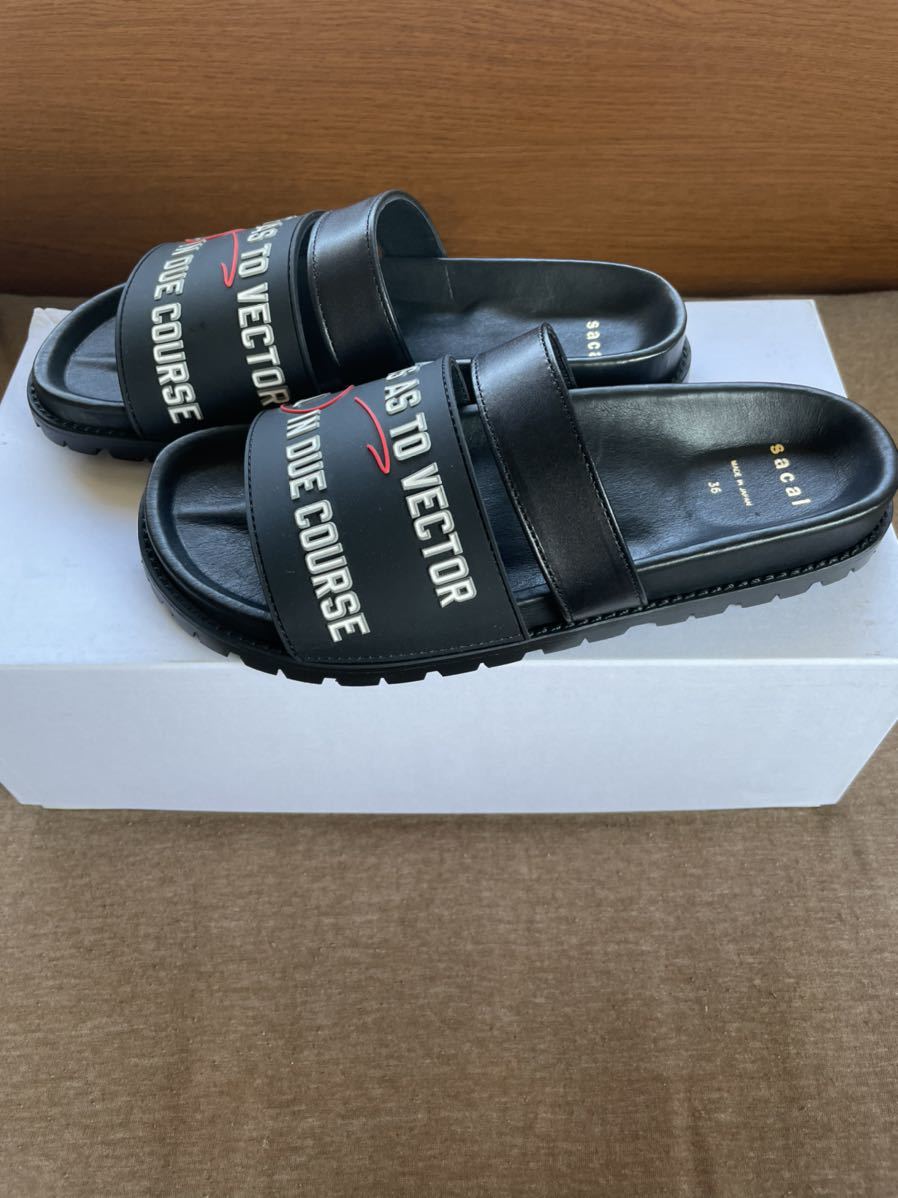 36新品66%off sacai サカイ レディース ロゴ フラット サンダル Logo Flat sandals size 36 黒 シューズ ブラック 23cm