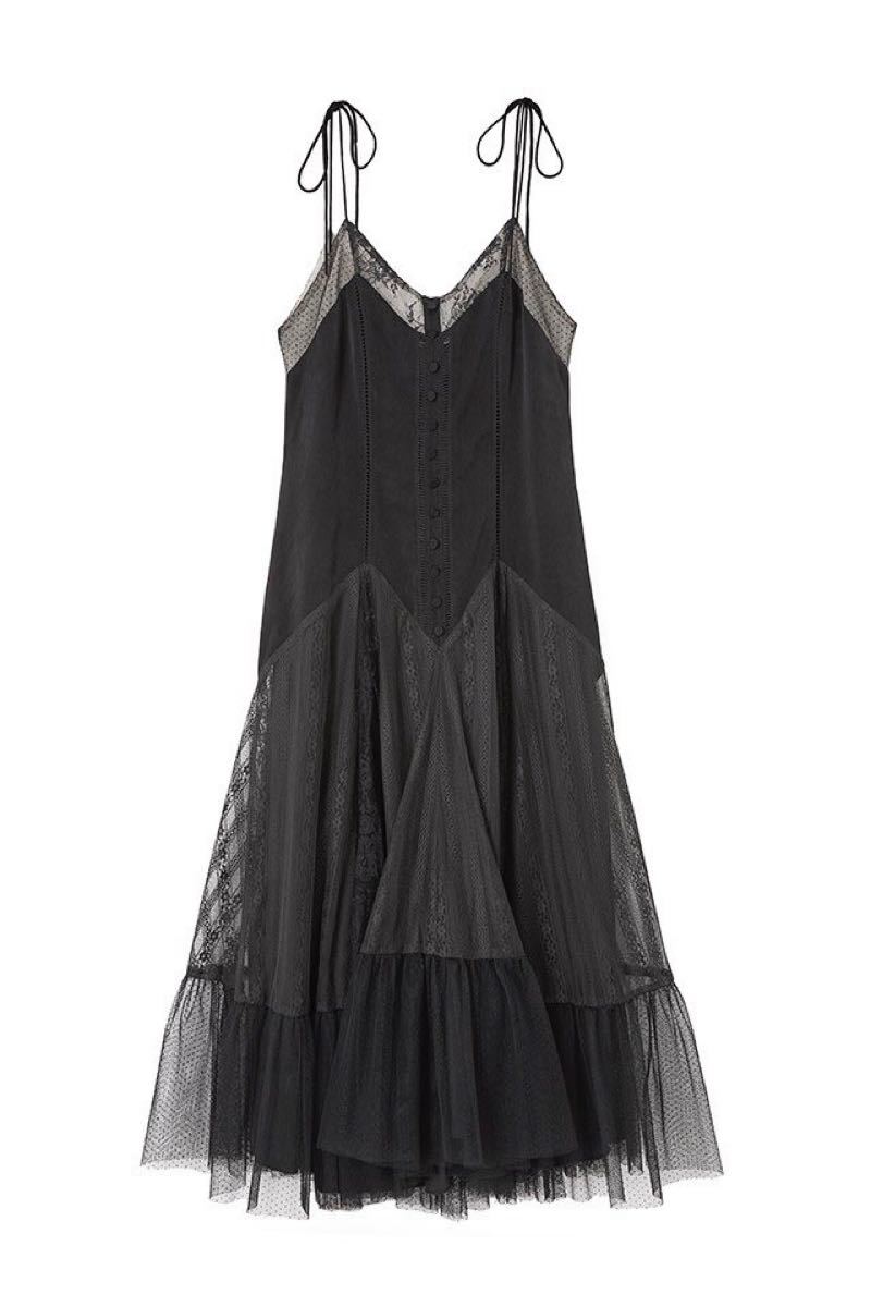 herlipto Lace-Trimmed Satin Cami Dress-