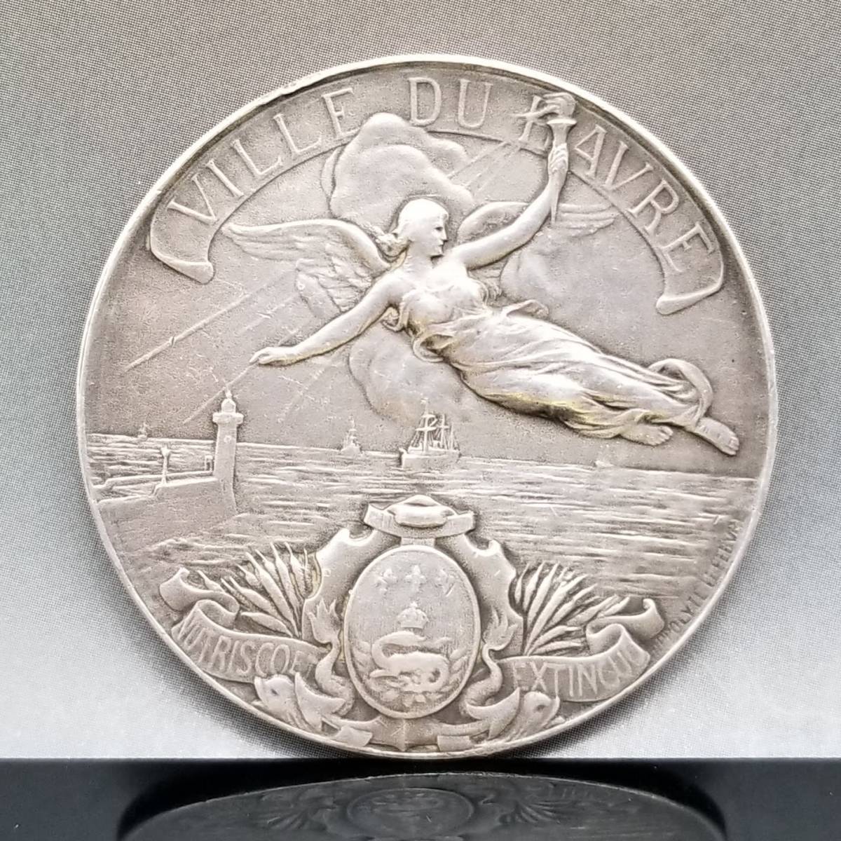 フランス アンティーク シルバー メダル コイン 女神 アールヌーボー 