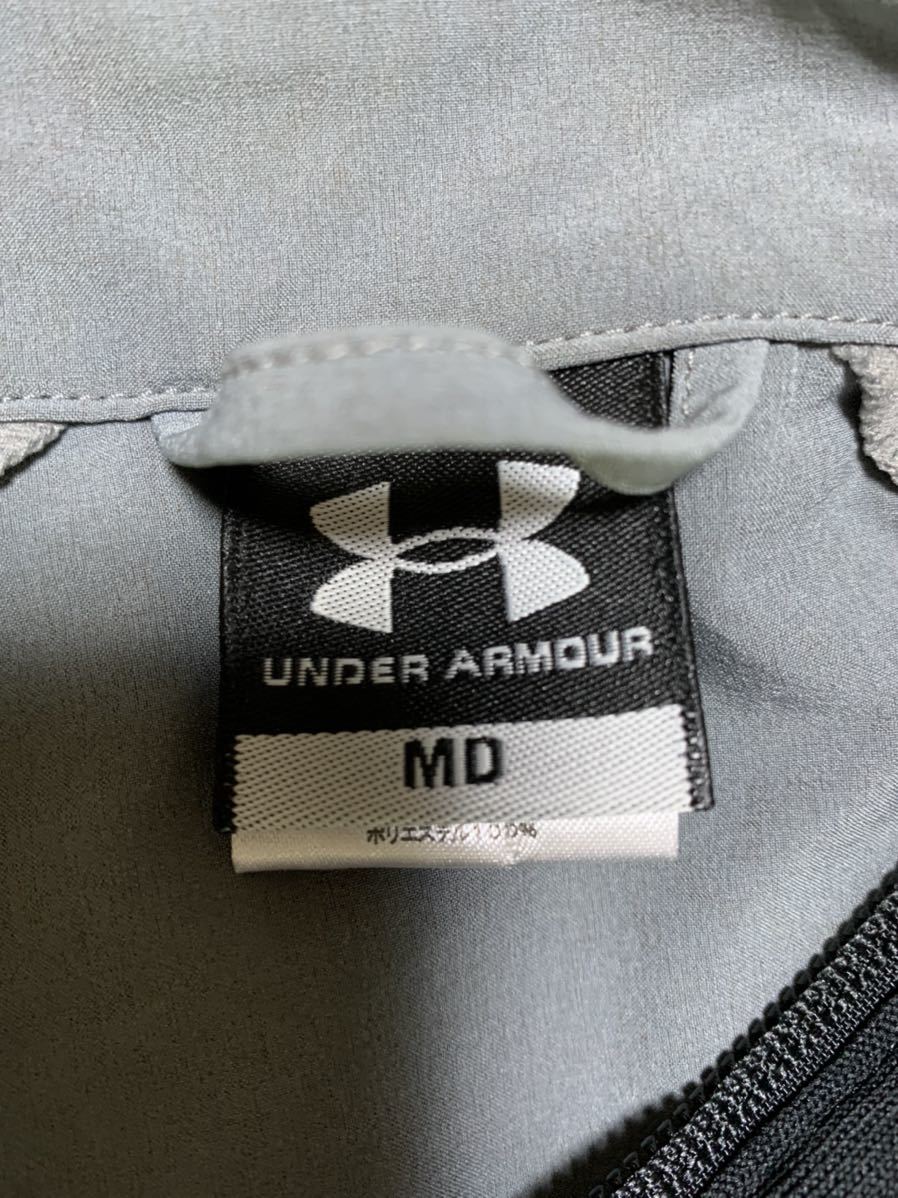 【人気】UNDER ARMOUR/アンダーアーマー　スポーツ　ウェア　灰／グレー　フル　ジップ　サイズMD　（K402）_画像8