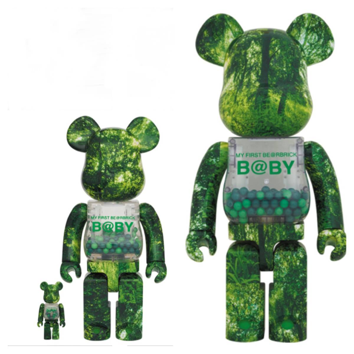 新品 2021 MEDICOM TOY MY FIRST BE@RBRICK B@BY 100％ & 400％ 1000% FOREST GREEN 千秋 (L-12-2) (L-12-3)_画像1