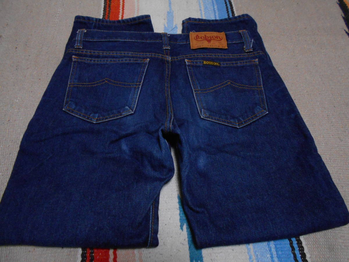 1970 годы производства BOBSON Bobson индиго Vintage джинсы натуральный индиго окраска hipi-HIPPIE VINTAGE INDIGO JEANS FOLK ROCK BEATNIKS